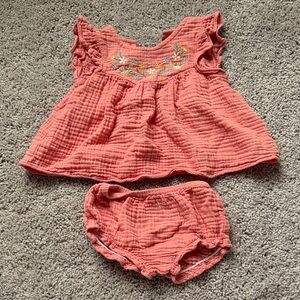 Starting Out Coral Baby Dress and Diaper Cover Set